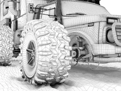 Post Apocalyptic Caravan Truck 3D model