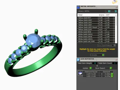 Whisper of Romance Diamond Solitaire Diamond Accented Shank Ring 3D print model
