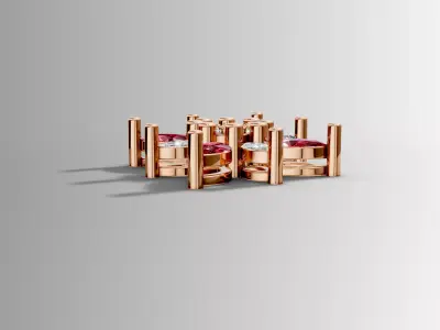 Floral Marquise Gemstone Stud Earring 3D print model