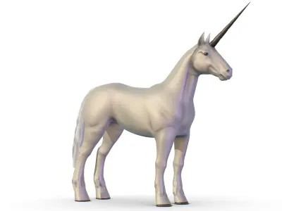High Poly the Mythical Creature Unicorn Low-poly 3D model