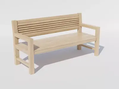 Wooden bench Free low-poly 3D model