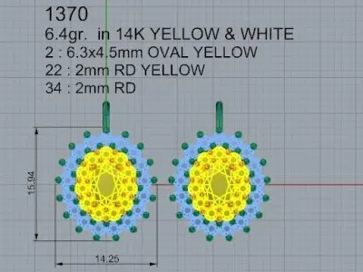 Oval Cluster Earring 1370 3D print model