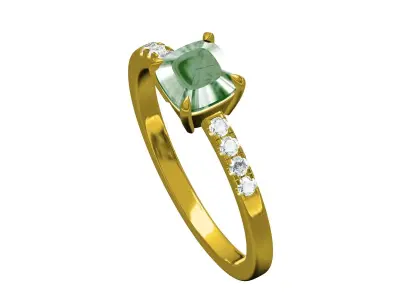 Carat Muzo emerald with small diamonds Ring 3D print model