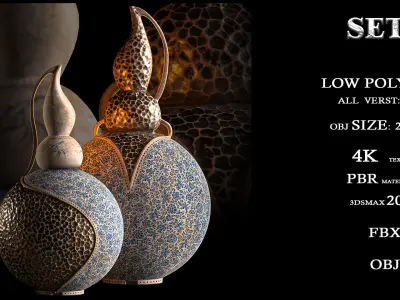 POTTERY COLLECTION handmade pots Low-poly 3D model