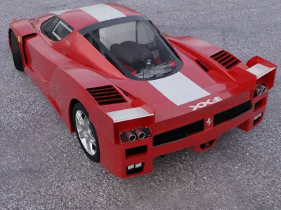 Ferrari fxx in jungle Low-poly 3D model