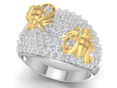 Luxury Pave Butterfly Accent Ring for Women  2703 3D print model