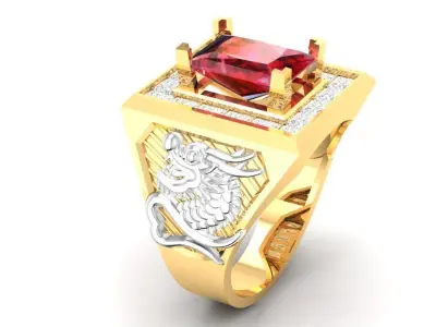 Luxury Square Gemstone Statement Ring for Men 3D Model 335  3D print model
