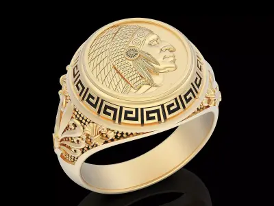 Indian man ring silver gold  printable jewelry 3D model 3D print model