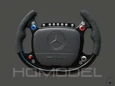 Mercedes Race Steer Wheel Generic PBR Low-poly 3D model