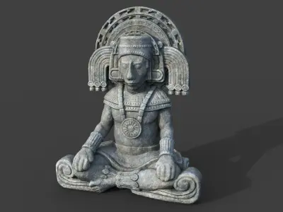 Low poly Mayan Inca Aztec Statue 220503 Low-poly 3D model