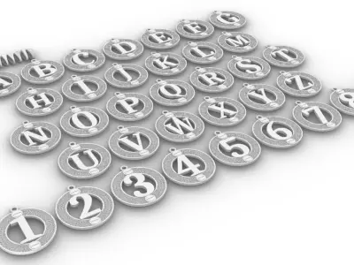 Alphabet Pendant Letters Numbers Bails 3D print model
