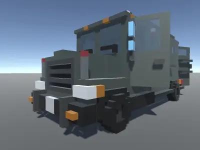 Police Truck Voxel Low-poly 3D model