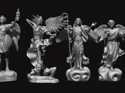 The Four Archangels - CNC Rounting - Wood - Stone - Metal  3D print model