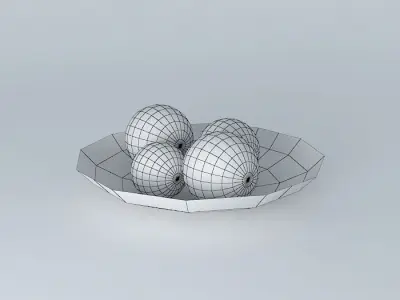 centerpiece three chocolate balls on plate Free 3D model