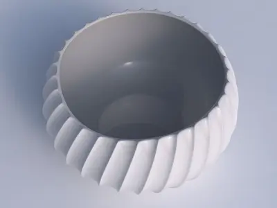 Bowl spheric twisted with extruded vertical lines 2 3D print model