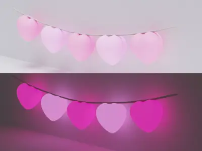 garland of hearts Low-poly 3D model