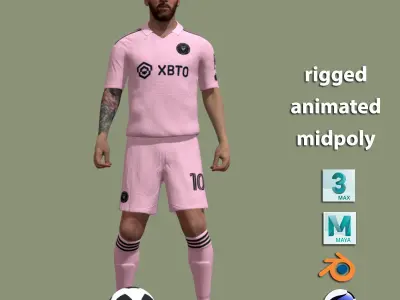 3D model Lionel Messi Miami animation 3D model