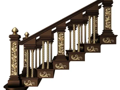 Carved Stair 04 Black Low-poly 3D model