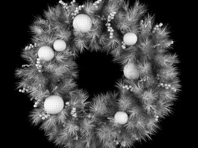 3D model of white christmas wreath 3D model