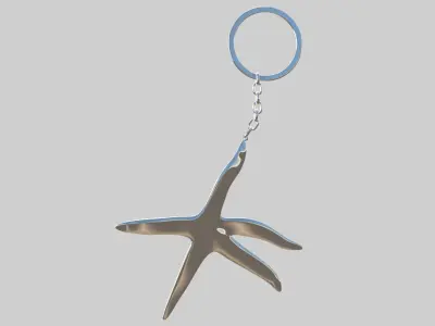 starfish keychain silver 3D model