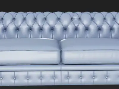 Stylish Blue Chesterfield Sofa 3D Model 3D model
