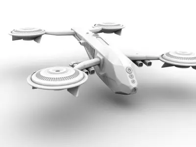 spaceship spacecraft with two propellers Free 3D model