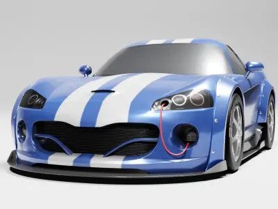 Dodge Viper Design and Rendering Low-poly 3D model