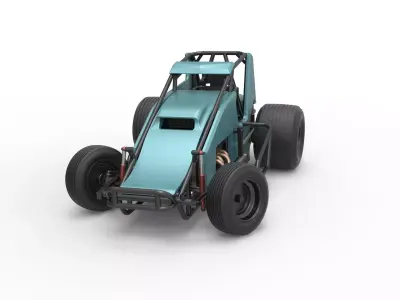 Sprint car while turning Scale 1 to 25 3D print model