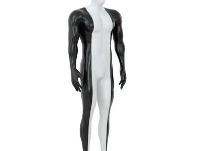 Male sports mannequin black with white color 115 3D model