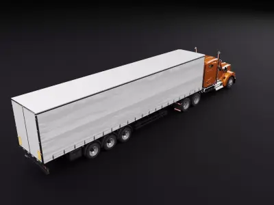 Kenworth 990 Truck Orange 3D model