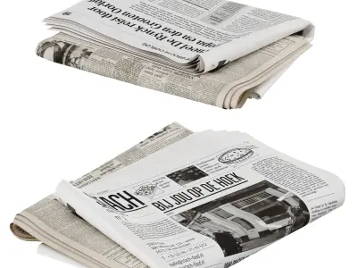 folded newspapers stack collection 3D model