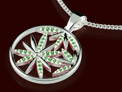 leaves pendant  jewelry gold silver 3D print model 3D print model
