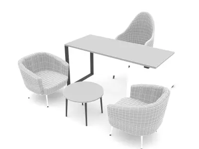 The classic office desk and chair 02 Low-poly 3D model