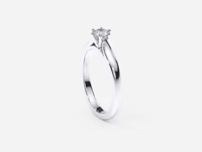 ZDR0177 engagement ring with diamond in center 3D print model