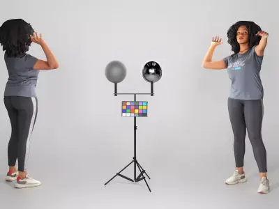 Young african-american woman in sportswear throwing a ball 222 Low-poly 3D model