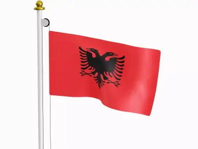 Flag of the Albania Low-poly 3D model