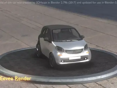 City Car 76 Small Type-E Silver Low-poly 3D model