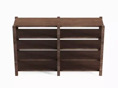 Long Pottery Shelf 04 Low-poly 3D model