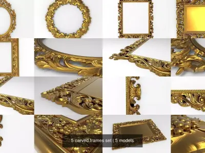 5 carved frames set 3D Model Pack purchase
