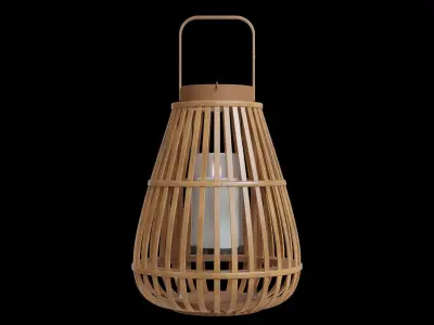 Large Slatted Wood Floor Lantern 3D model