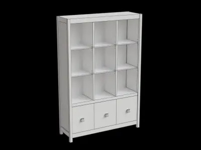 Light Gray Wooden Shelf Storage Low-poly 3D model