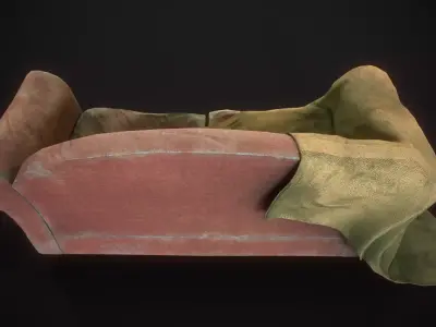 Game Ready Asset  Worn Out Sofa Low-poly 3D model