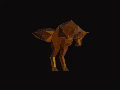 Polygonal Jumping Fox Low-poly 3D model