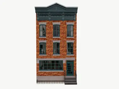LowPoly FACADE West Village Townhouse Low-poly 3D model