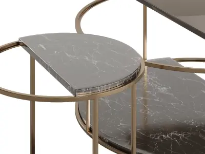 Fendi Boogie Circle Portoro Palladium Marble Low-poly 3D model