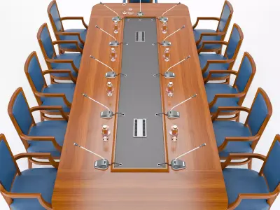 Meeting table and chairs set 3D Model Low-poly 3D model