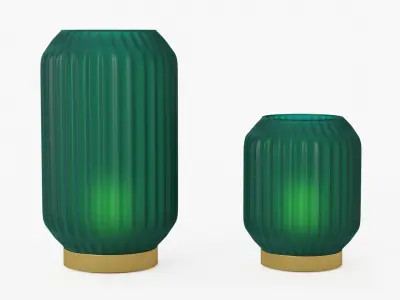 lantern08 emerald glass vases 3D model
