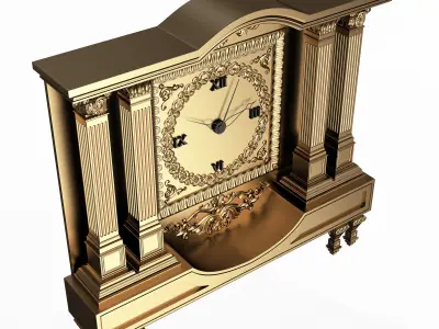 Classic Clock 09 Gold Low-poly 3D model