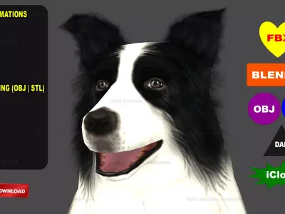 Sheep Dog Animated Low-poly 3D model