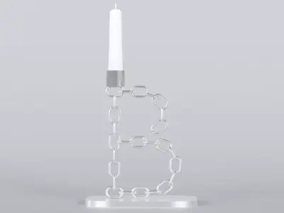 Alphabet B Chain Silver Candleholder 3D Model True 4K PBR Render Low-poly 3D model